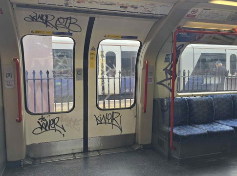 Graffiti on Central line train. Photo: Labour Group City Hall.