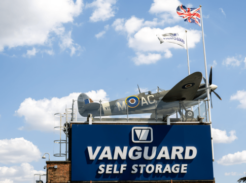 Spitfire on Vanguard roof. Photo: Vanguard Self Storage