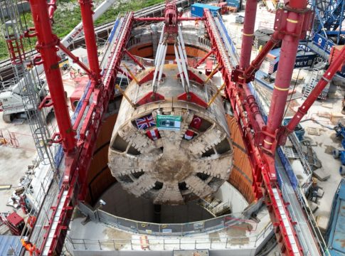 Caroline boring machine being lifted. Photo: HS2