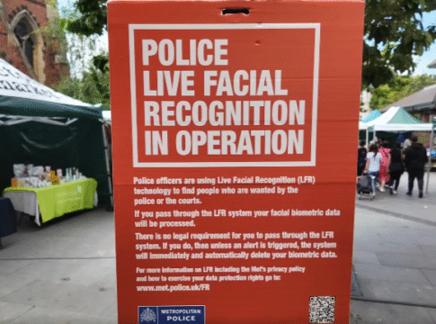 Ealing Police notice announcing the use of facial recognition technology. Photo: Metropolitan Police