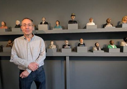 Andy Slaughter MP visits J’Accuse…! at Pitzhanger Manor. Photo: Lucinda MacPherson