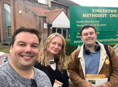 Walpole ward Liberal Democrats candidates Matt Mellor, Ksenia Maximova and William Francis. Photo: Ealing Lib Dems