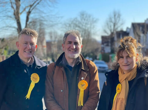 (L-R) Jonathan Oxley, Mark Sanders and Athena Zissimos. Photo: Ealing Liberal Democrats