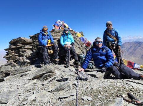 Reaching the summit of Kang Yatse 2. Photo: Gary Malcolm