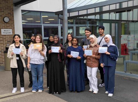 Students celebrate 2025 A level success. Photo: Greenford High School