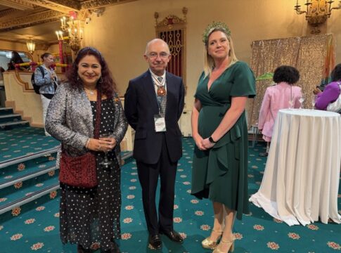 (L-R) Councillor Aysha Raza, Deputy Lieutenant for the London Borough of Ealing Richard Kornicki and Elly Heaton, CEO Young Ealing Foundation. Photo: EALING.NEWS