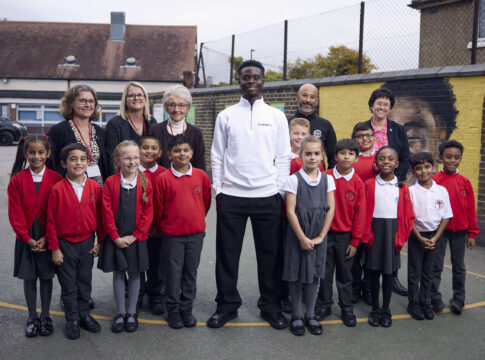 Bukayo Saka visits Edward Betham Primary school. Photo: Chase