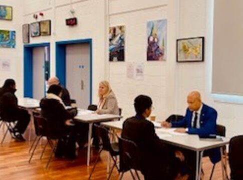Greenford High School student taking part in mock interview. Photo: Specsavers