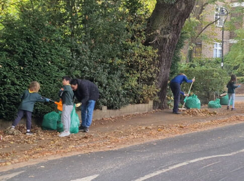 Cub Scouts tackle leaves in Ealing. Photo: 1st Ealing North Scout Group