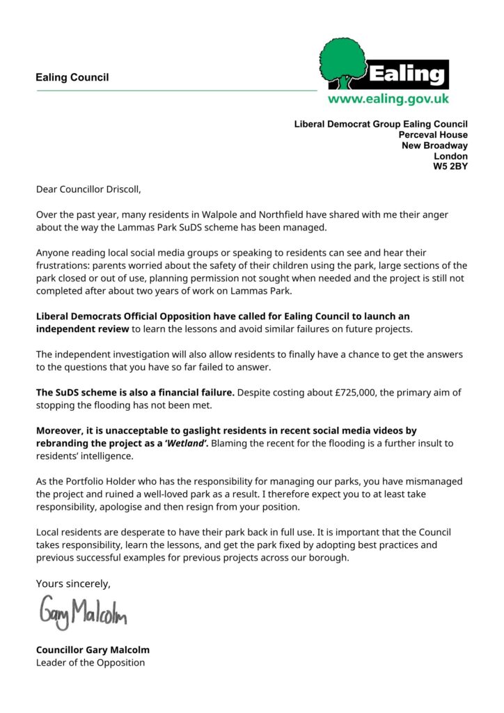 Open letter to Councillor Paul Driscoll 