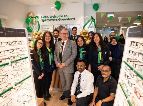 Mayor of Ealing Councillor Anthony Kelly re-opening Specsavers Greenford. Photo: Specsavers