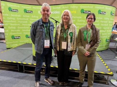 (L-R) Ealing Green Party councillors Andrew Walkley, Clare Welsby and Natalia Kubica.