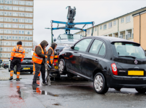 Vehicle towed away from Redcroft Road on Golf Links Estate, Southall. Photo: Ealing Council