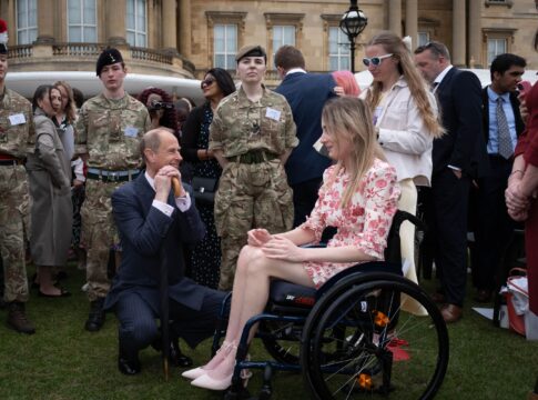 Isabel speaking to The Duke of Edinburgh at Buckingham Palace Photo: Ian Smithers DofE