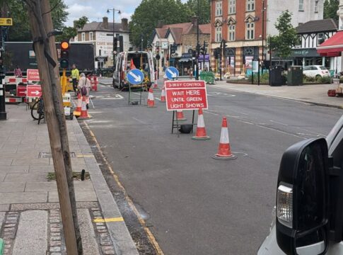 Traffic queues caused by the Hanwell gas works. Photo: The Kings Arms
