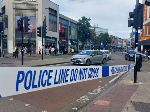 Police cordon in Ealing Broadway 27 June 2026. Photo: Mark Percy