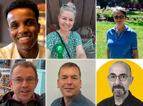 North Acton ward 2026 by-election candidates. Top row (L-R): Abdi Ahmed (Liberal Democrats), Marijn van de Geer (Green). Sally Gorman (Conservatives) Bottom row (L-R): Jonathan Notley (Reform UK), Gareth Shaw (Labour), Craig Smith (Ealing Community Independents)