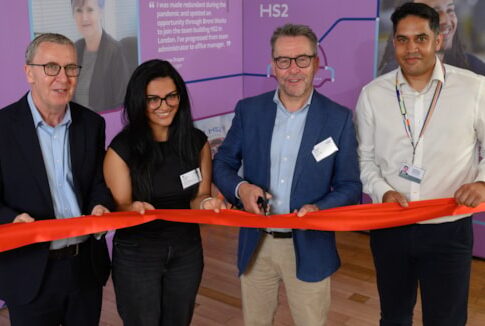 (L-R) Michael Morley, director for Jobcentres in London, Nazia Hashim from East Acton, Mark Wild, chief executive of HS2 Ltd, Matthew Carpen, chief executive of OPDC. Photo: HS2