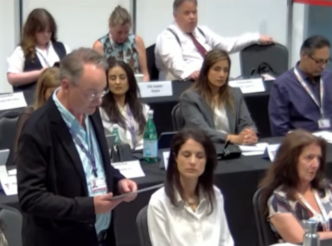 Councillor Paul Driscoll answers questions at Ealing Council meeting. Photo: YouTube