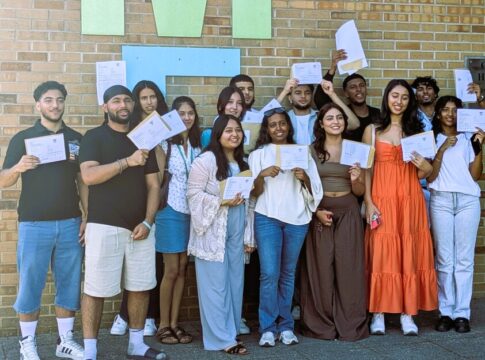 Greenford High School A level students celebrate success. Photo: Greenford High School