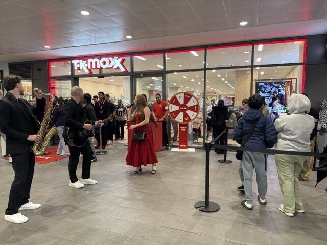 Musical entertainment at the opening on TK Maxx in Acton. P