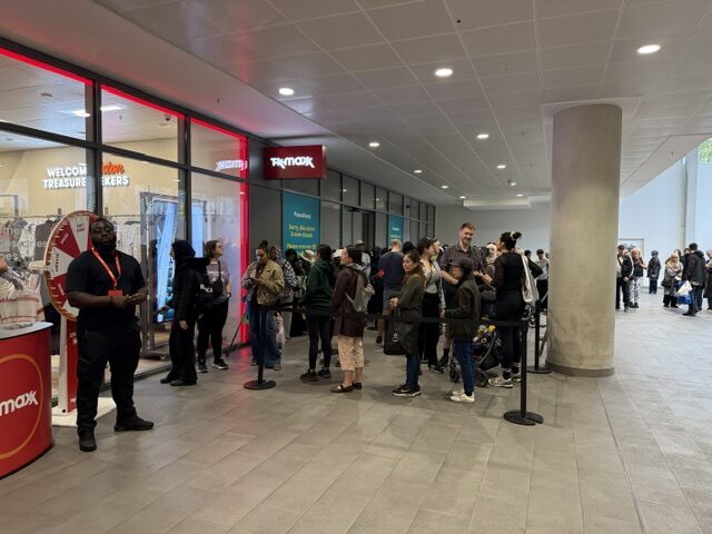 Crowds queue for the opening of TK Maxx in Acton. Photo: EALING.NEWS