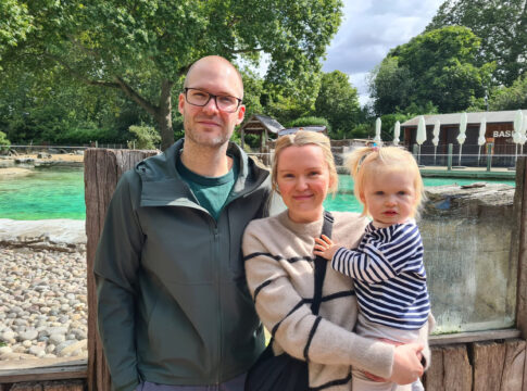 Max Bridge and Emma Vukic with Rosie. Photo: Max Bridge
