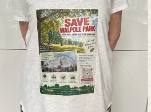 Campaign t-shirt against plans for a theatre in Walpole Park. Photo: Save Walpole Park