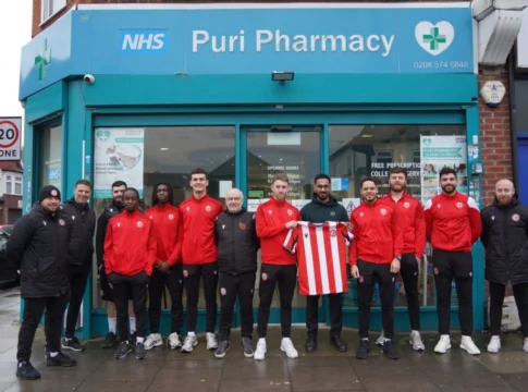 Puri Pharmacy and Southall FC. Photo: Puri Pharmacy